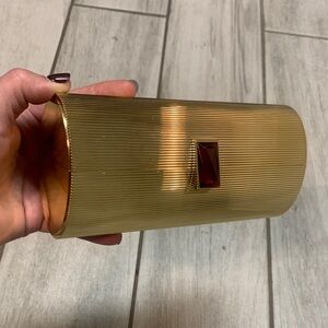 Estee Lauder Gold vintage clutch with Red Accent